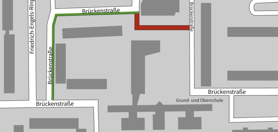 Changed traffic routing in the Brückenstraße 82 - 91 area